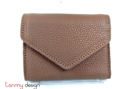 Brown button leather wallet